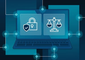 Illustration representing the tension between AI fairness and data privacy.