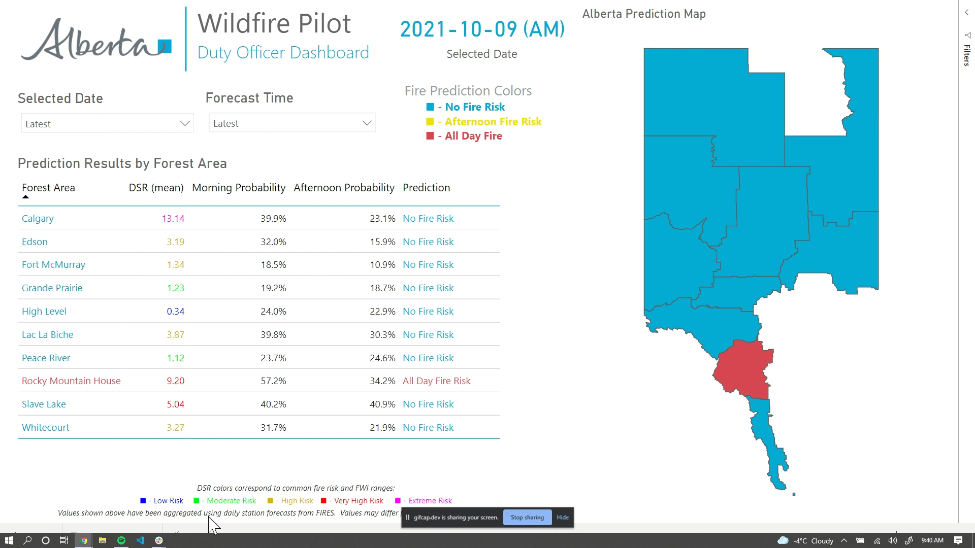 Wildfire Prediction Map Demonstration
