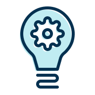 An illustration of a light bulb with a gear in it